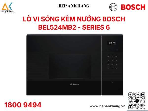 Lò Vi Sóng Kèm Nướng Âm Tủ Bosch BEL524MB2 SERI 6 - 20L - Thương Hiệu Đức